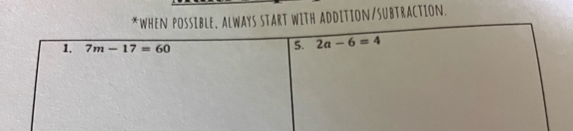 addition/subtraction.