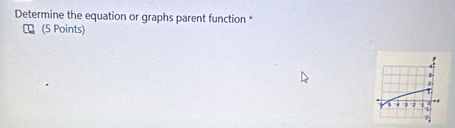 Determine the equation or graphs parent function * 
(5 Points)