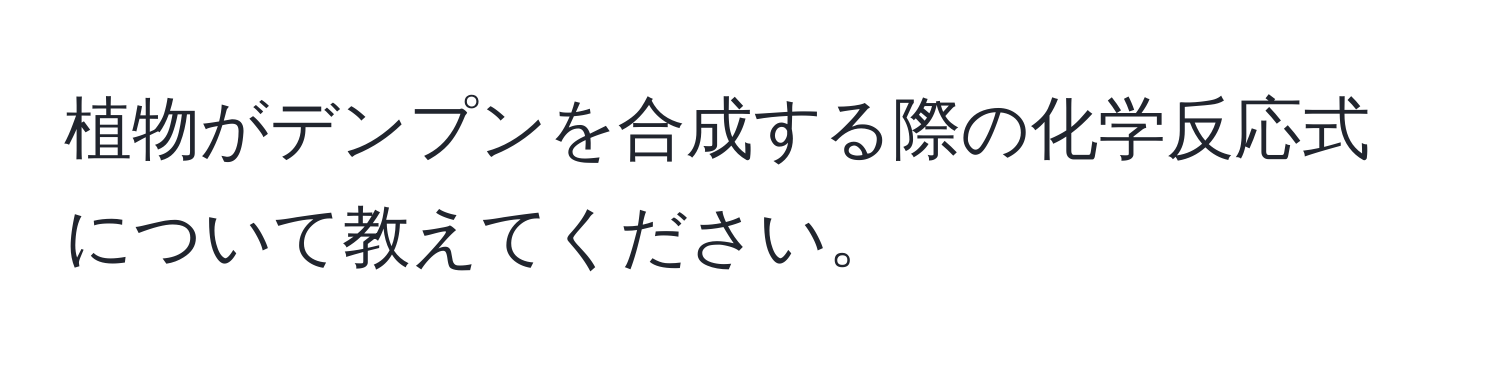 植物がデンプンを合成する際の化学反応式について教えてください。