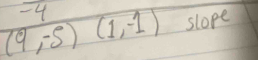 -4
(9,-5)(1,-1) slope