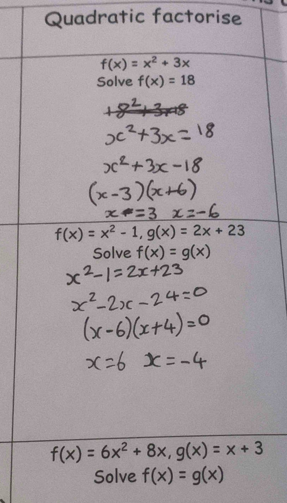 Quadratic factorise