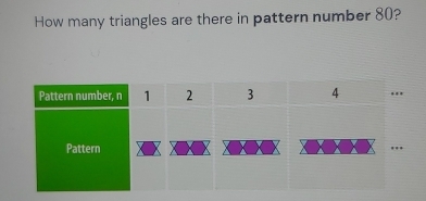 How many triangles are there in pattern number 80?