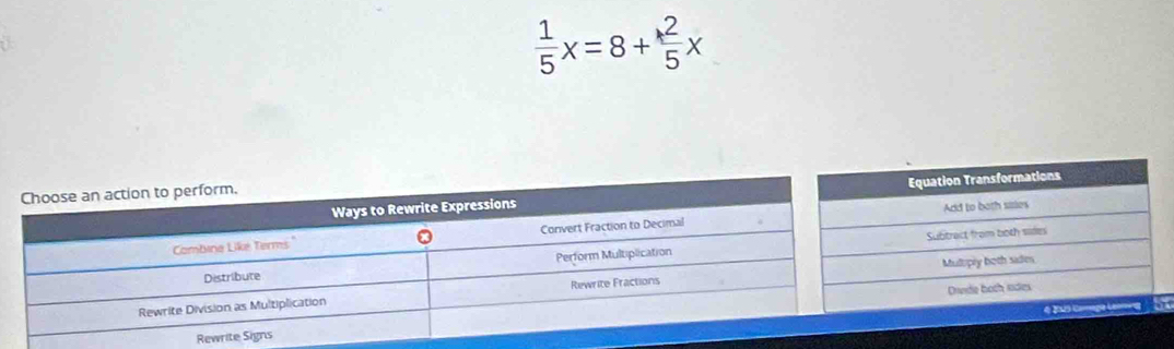  1/5 x=8+ 2/5 x

R