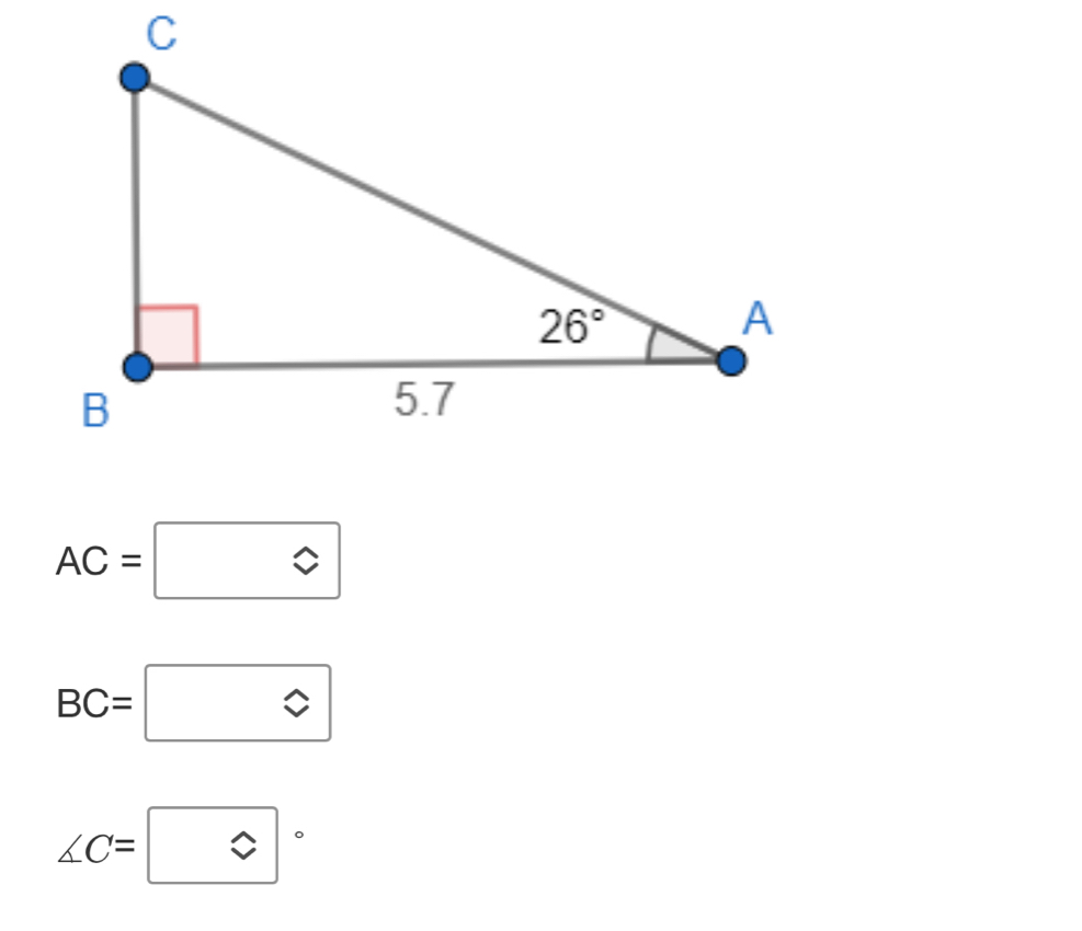 AC=□
BC=□
∠ C=□°