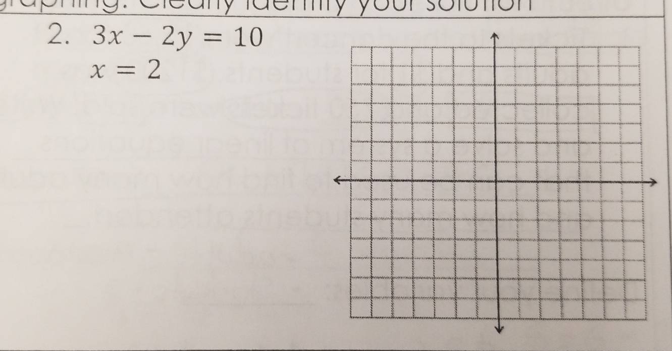 feany fdemy your solotion 
2. 3x-2y=10
x=2