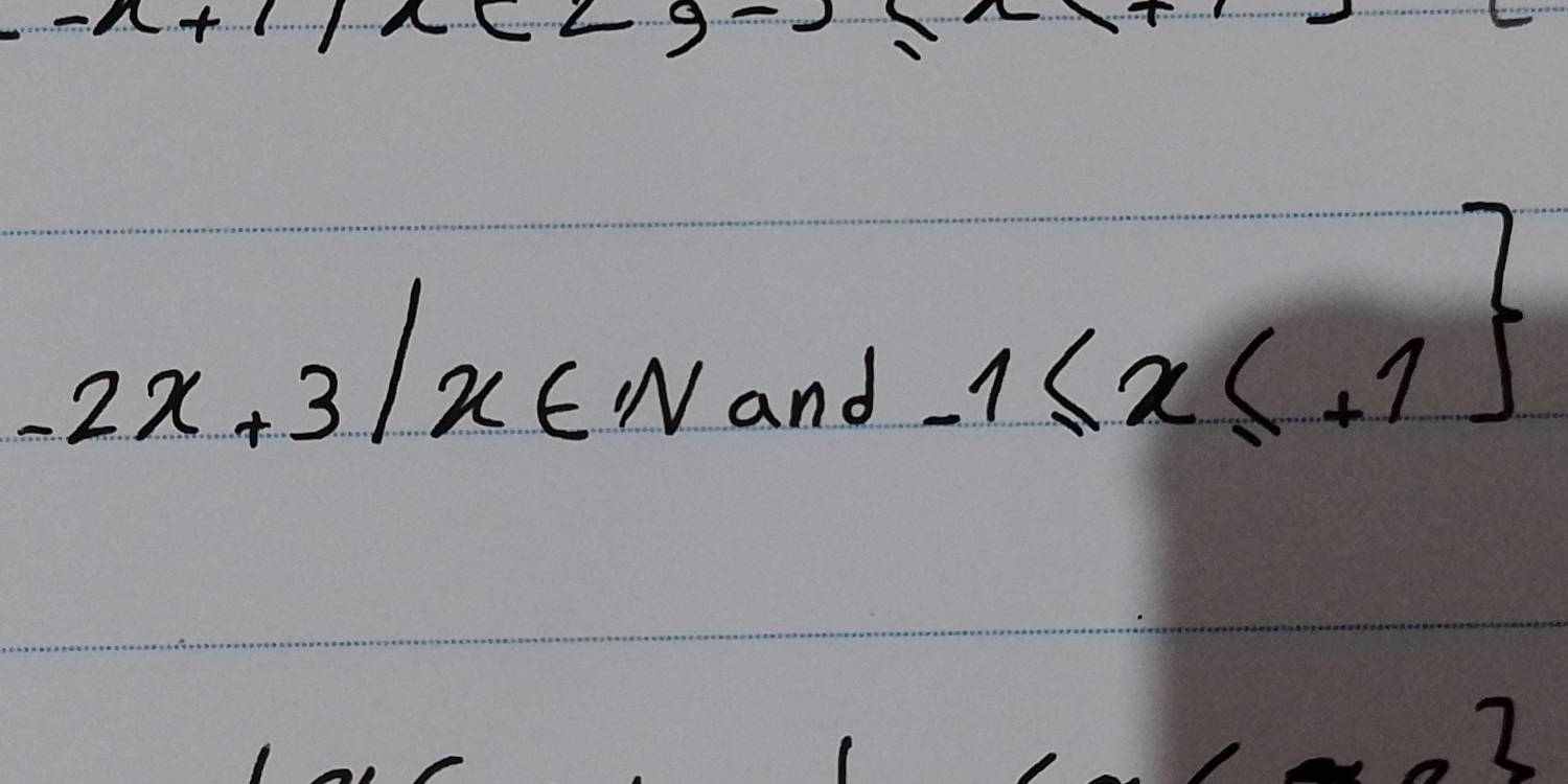 -2x+3|x∈ N and
-1≤ x≤ +1