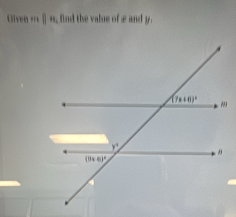 111 en mparallel n_1 find the value of æ and y.