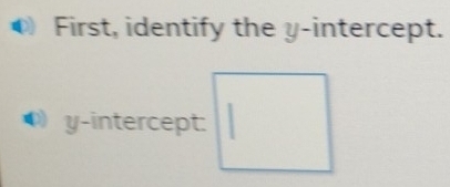 First, identify the y-intercept. 
y-intercept: