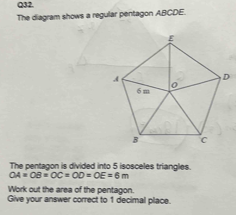 Solved: The diagram shows a regular pentagon ABCDE. The pentagon is ...