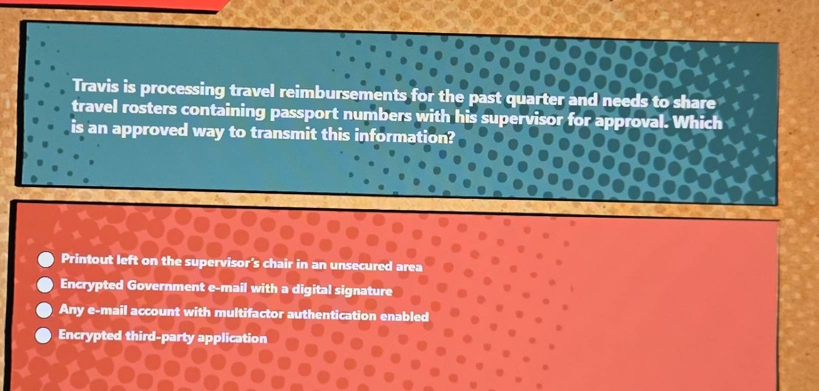 Solved: Travis is processing travel reimbursements for the past quarter ...