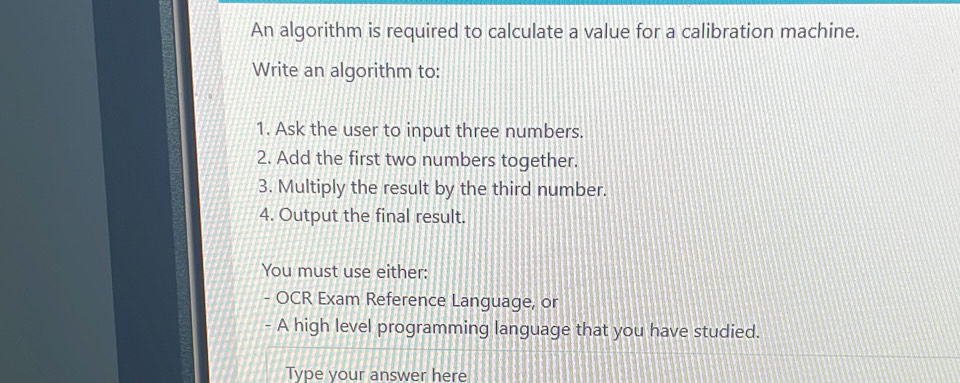 Solved: An algorithm is required to calculate a value for a calibration ...