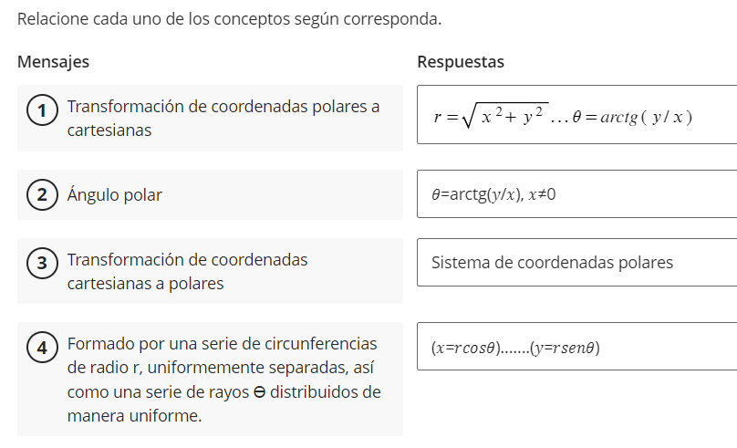 Relacione cada uno de los conceptos según corresponda.