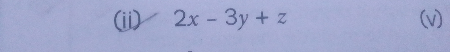 (ii) 2x-3y+z (v)