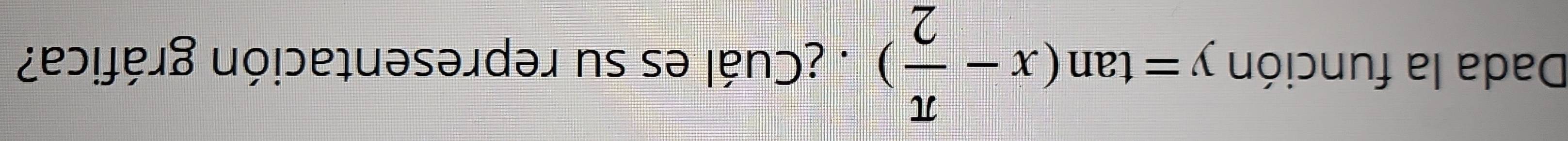 Dada la función y=tan (x- π /2 ). ¿Cuál es su representación gráfica?