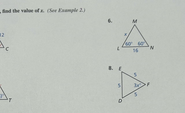 find the value of x. (See Example 2.)
6.
)^circ 
T