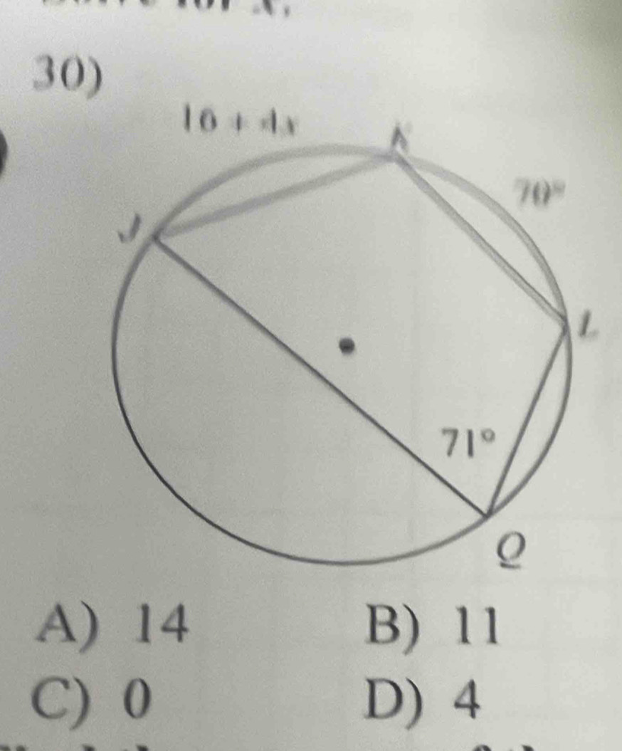 A) 14 B) 11
C) 0 D) 4