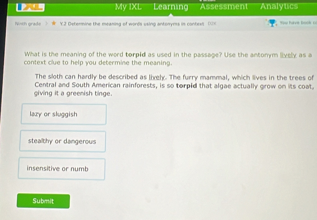 Solved: My IXL Learning Assessment Analytics Ninth grade Y.2 Determine ...
