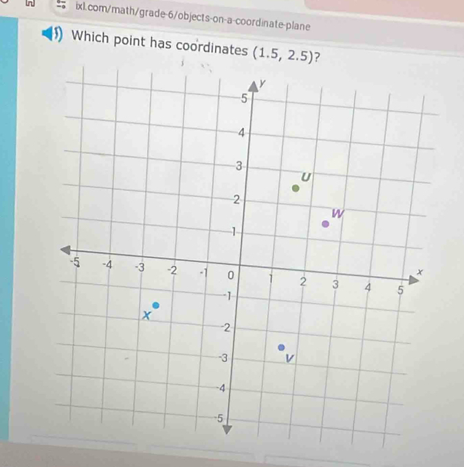 Which point has coordinates (1.5,2.5) ?