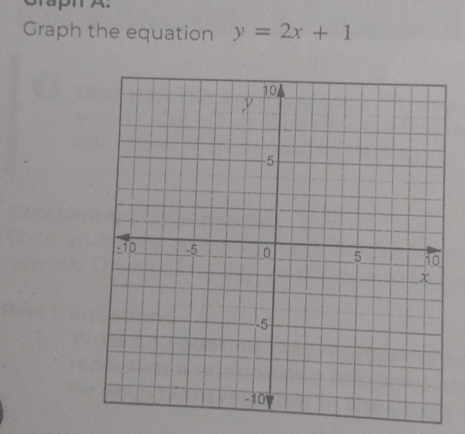 Grapt A. 
Graph the equation y=2x+1