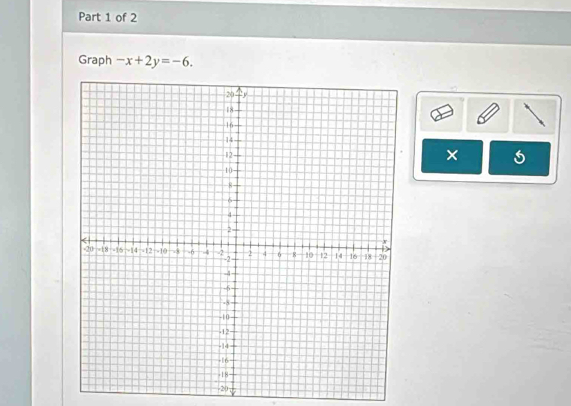 Graph -x+2y=-6.
× 5
-20