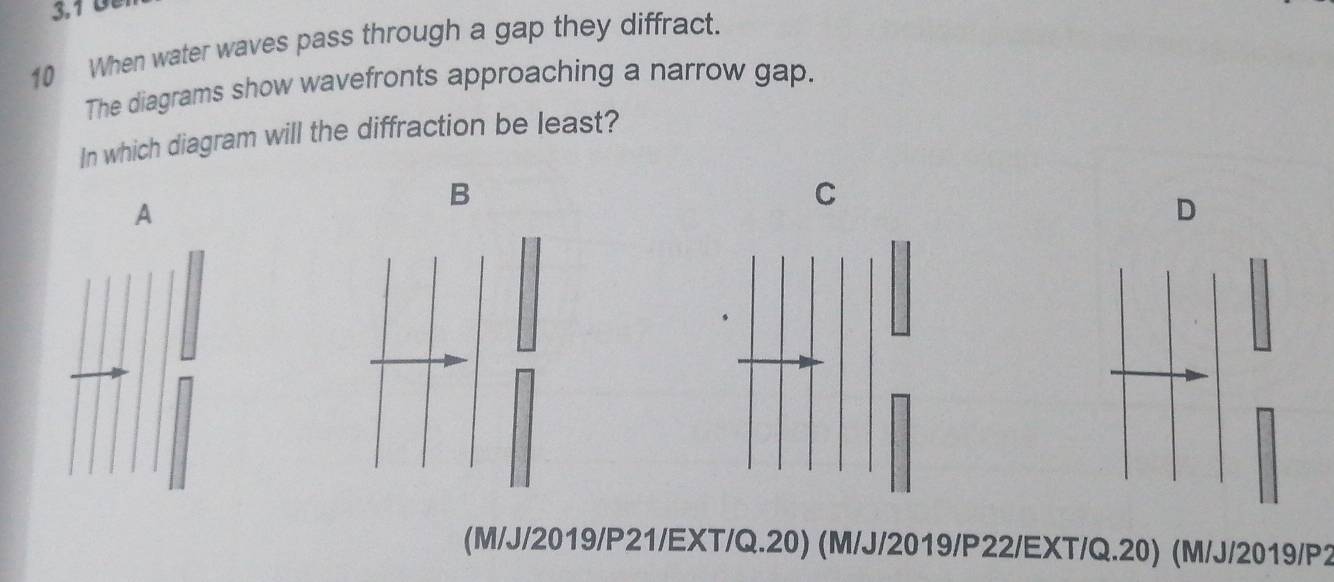 Solved: 3.1 10 When water waves pass through a gap they diffract. The ...