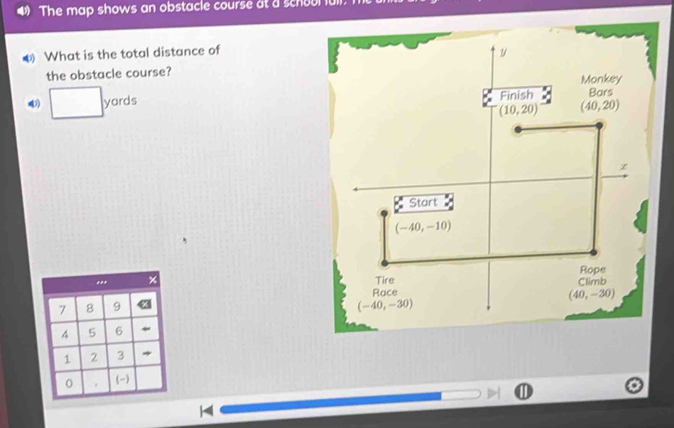 Solved: The map shows an obstacle course at a school u What is the ...
