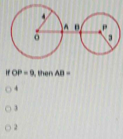 If OP=9 , then AB=
A