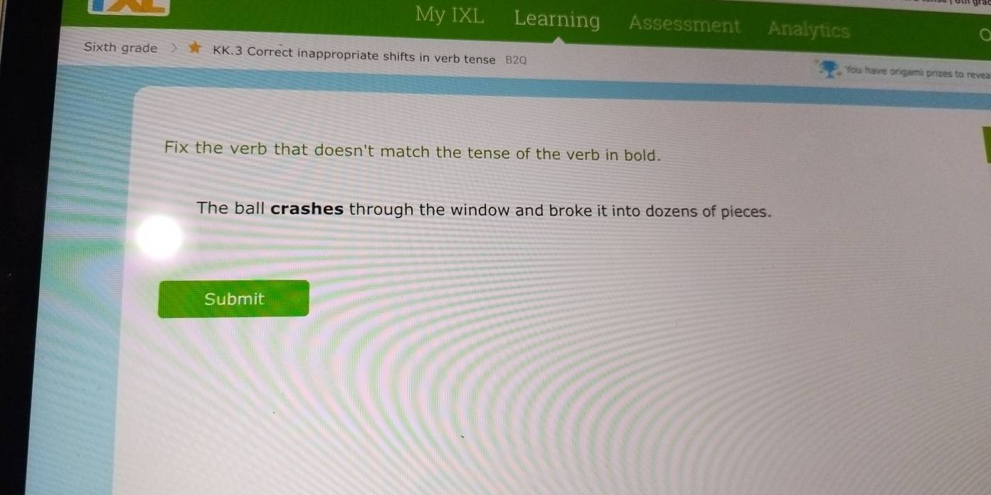 Solved: My IXL Learning Assessment Analytics Sixth grade KK.3 Correct ...