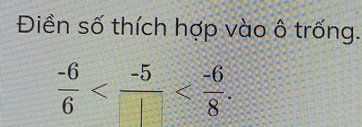 Điền số thích hợp vào ô trống.
 (-6)/6  .