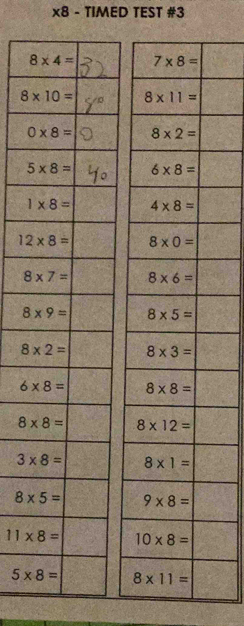 ×8 - TIMED TEST #3