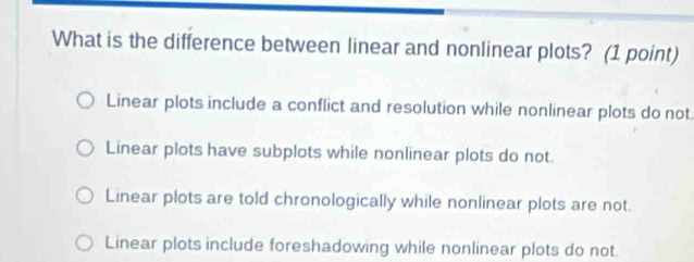 Solved: What is the difference between linear and nonlinear plots? (1 ...