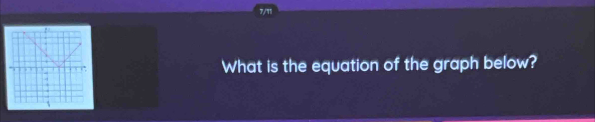 7/11 
What is the equation of the graph below?