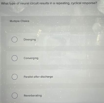 Solved: What type of neural circuit results in a repeating, cyclical ...