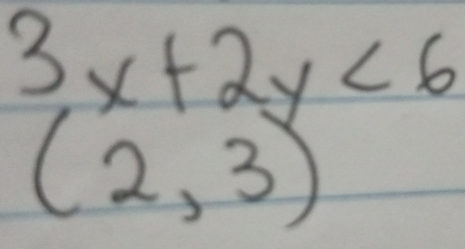 3x+2y<6</tex>
(2,3)