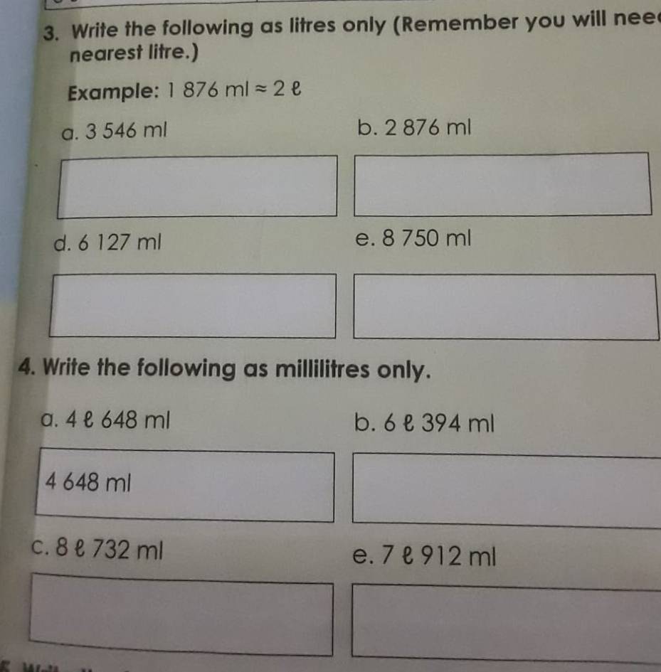 Solved: Write the following as litres only (Remember you will nee ...