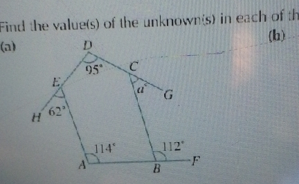 Find the value(s) of the unknown(s) in each of th
(a)(h)