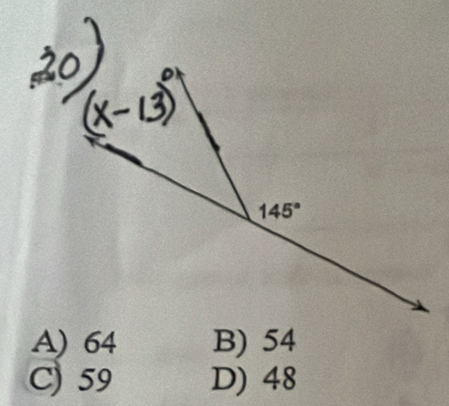 A) 64 B) 54
C 59 D) 48