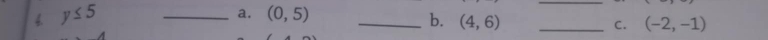 y≤ 5 _ (0,5) _ 
_ 
b. (4,6) _ (-2,-1)
C.