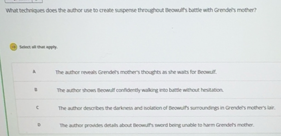 Solved: What techniques does the author use to create suspense ...