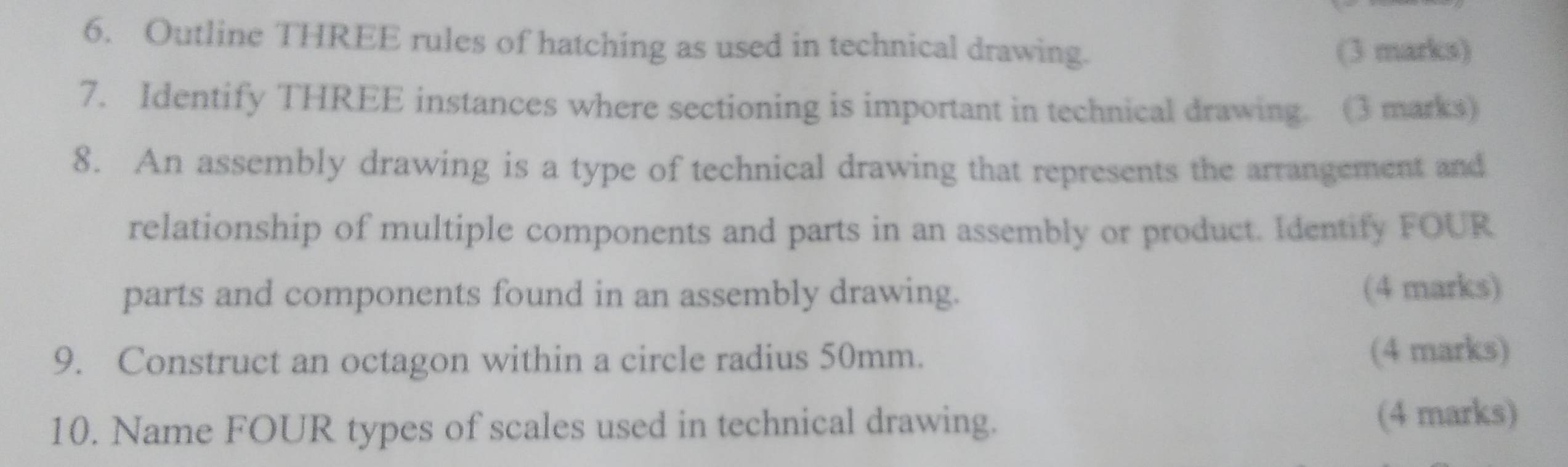 Solved: Outline THREE rules of hatching as used in technical drawing ...
