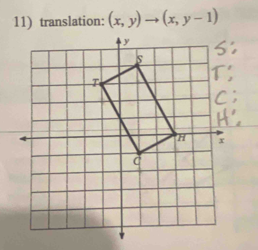 translation: (x,y)to (x,y-1)