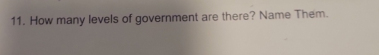 How many levels of government are there? Name Them.