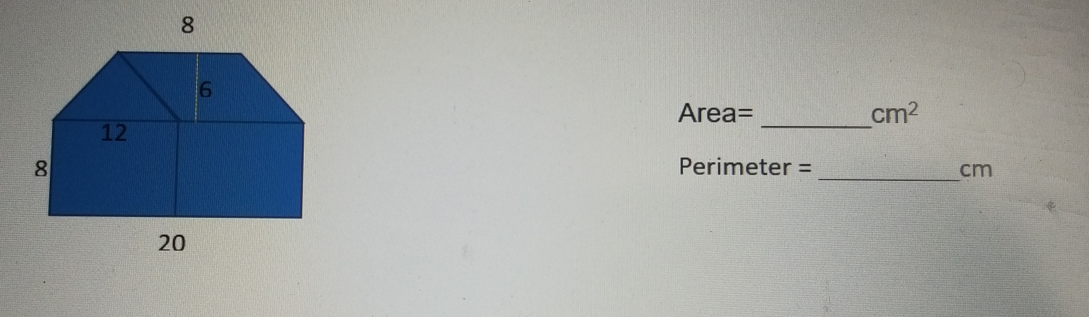 Area=_ cm^2
Perimeter=_ cm