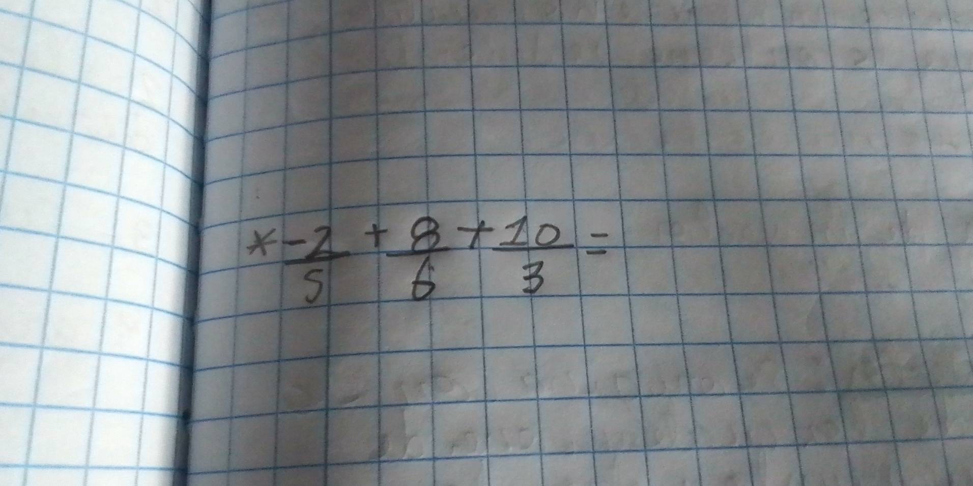  (x-2)/5 + 8/6 + 10/3 =