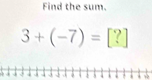 Find the sum.
3+(-7)=[?]
8 1