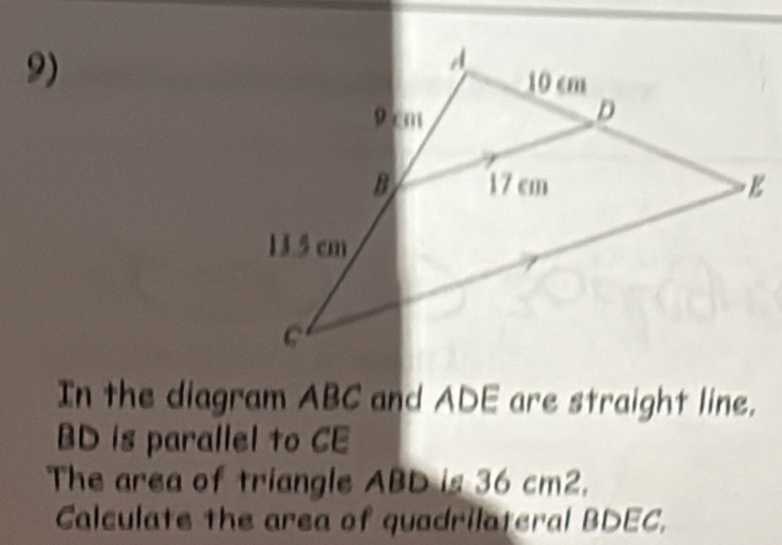 Solved: In the diagram ABC and ADE are straight line. BD is parallel to ...