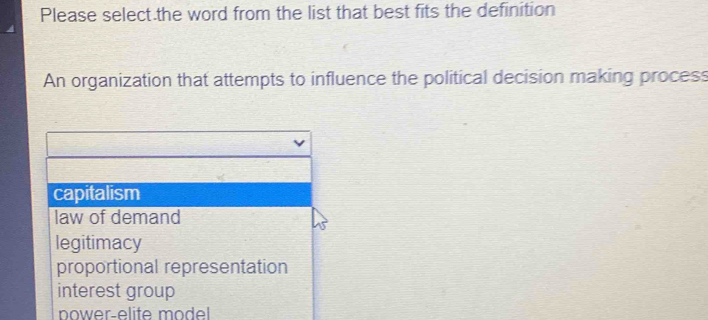 Solved: Please select the word from the list that best fits the ...