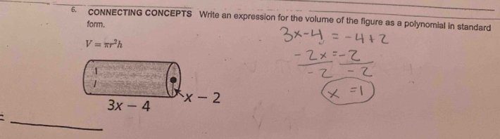CONNECTING CONCEPTS Write an expression for the volume of the figure as ...