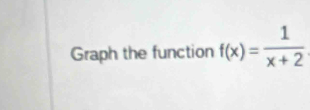 Graph the function f(x)= 1/x+2 