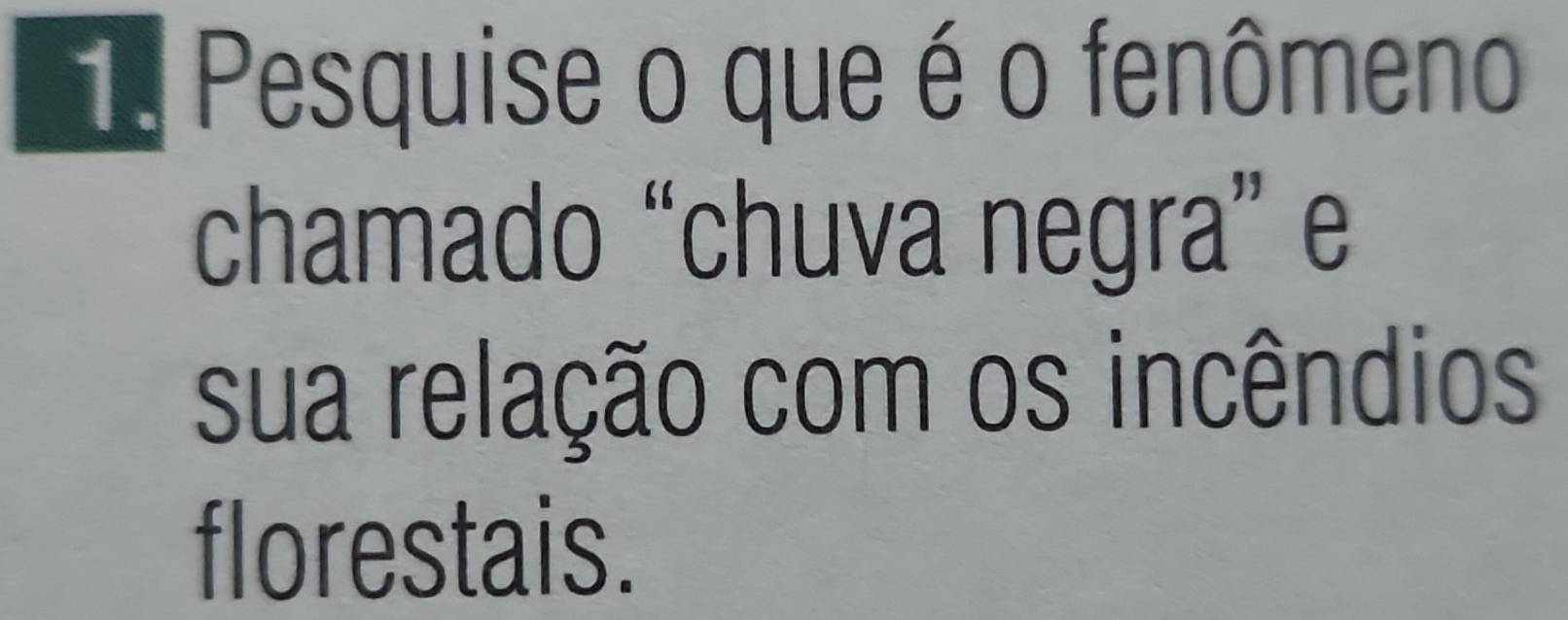 Pesquise o que é o fenômeno 
chamado “chuva negra” e 
sua relação com os incêndios 
florestais.